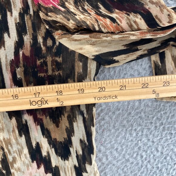 Chicos Top Womens 1 US Medium Brown Multi Ikat Embellished 3/4 Sleeves Blouse - Picture 7 of 9